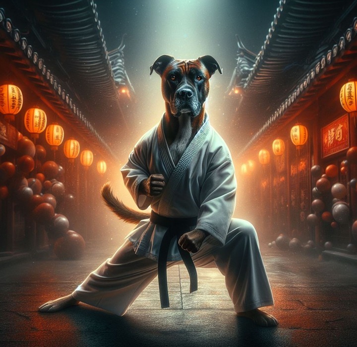 dog, karate, samurai