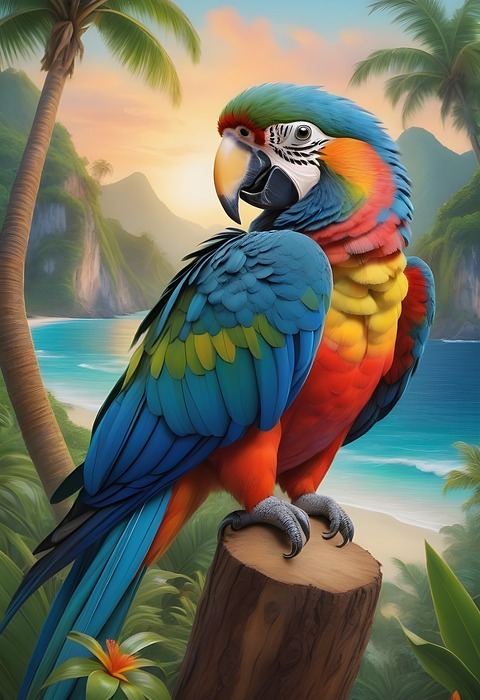 ai generated, parrot, exotic bird