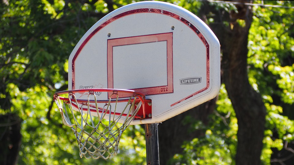 basketball, basketball hoop, rusted basketball hoop