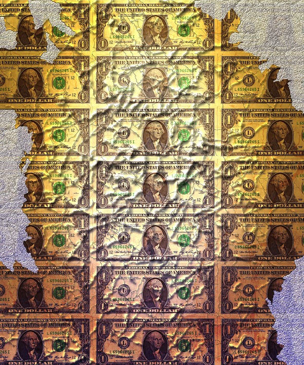 old money, torn bills, banknote