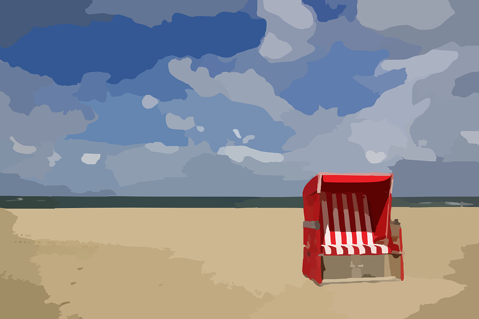 beach, chair, ocean