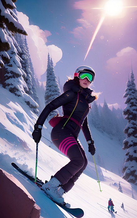 ai generated, woman, skiing