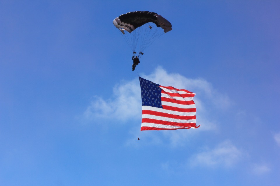parachute, paragliding, flag