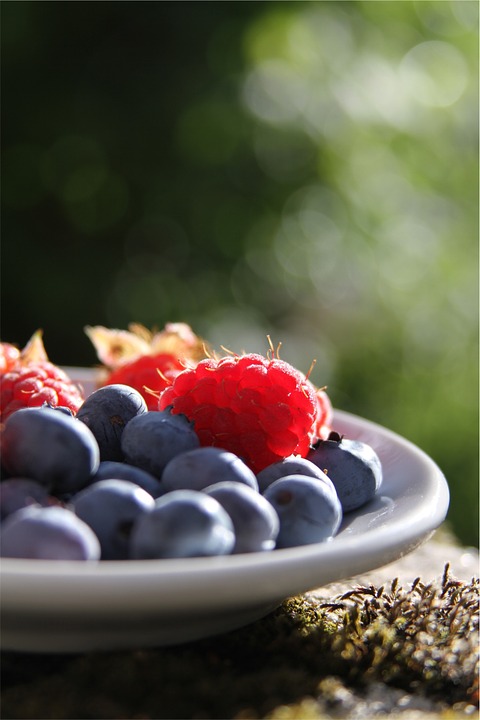 blueberries, raspberries, fruits