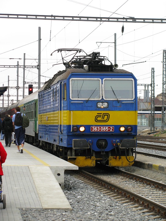 railway, electric locomotive, passenger train