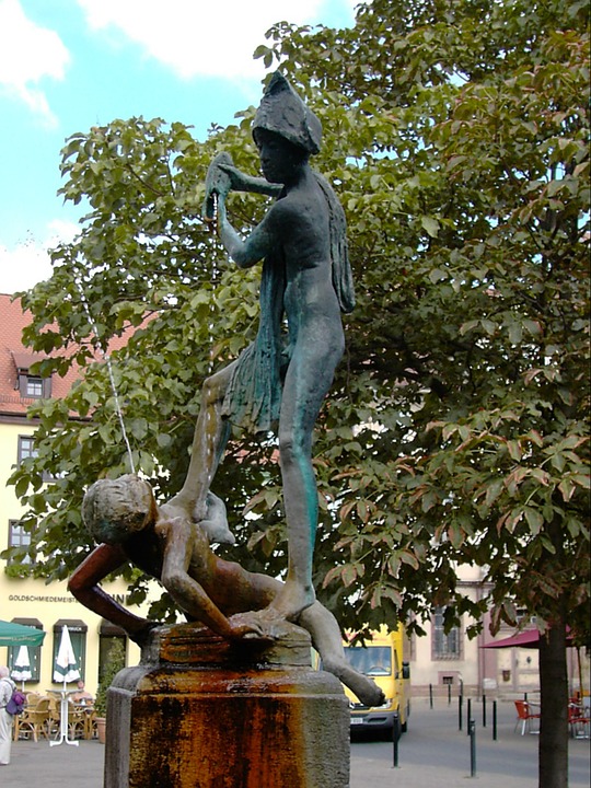fountain, sculpture, bronze