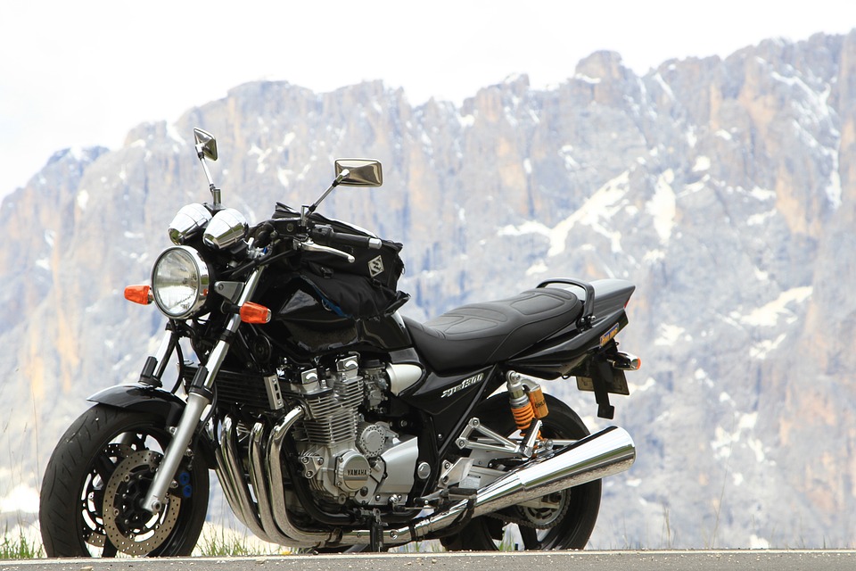 motorcycle, dolomites, mountains