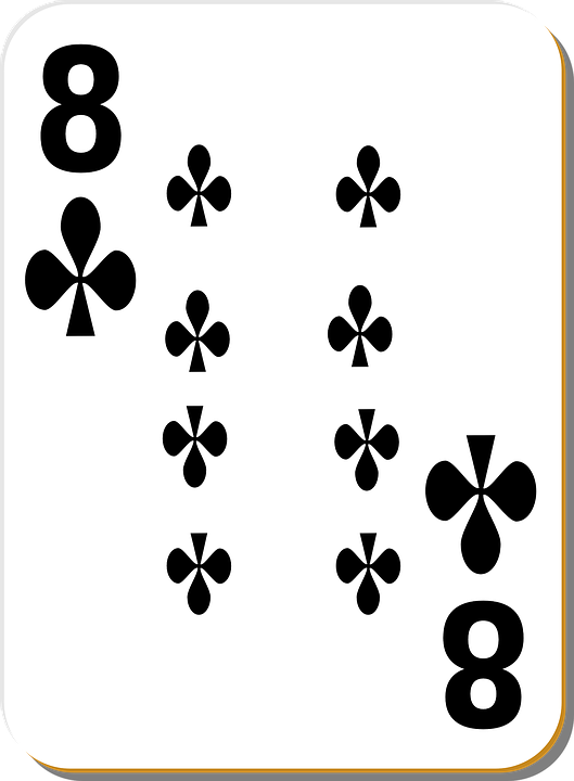playing card, eight, clubs