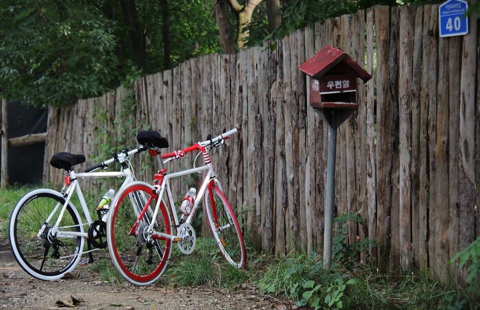 bike, mail box, wood