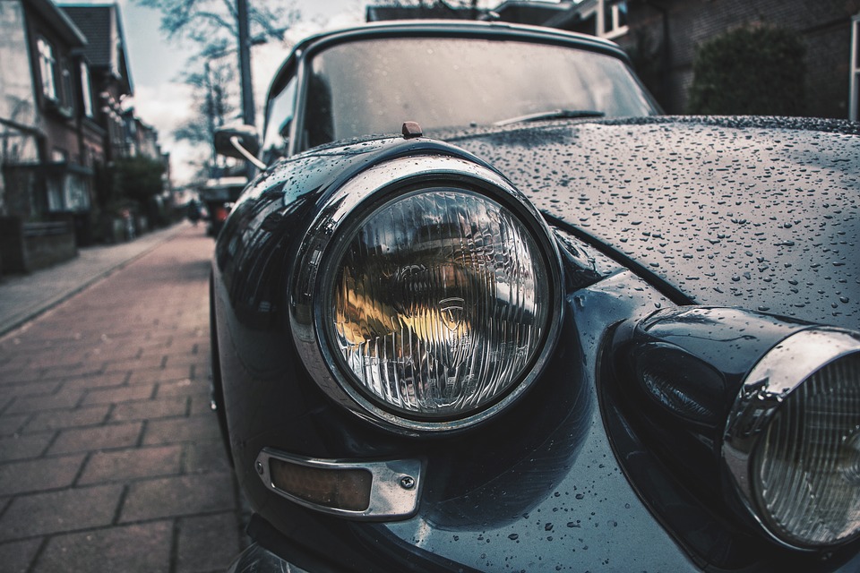classic car, headlight, detail