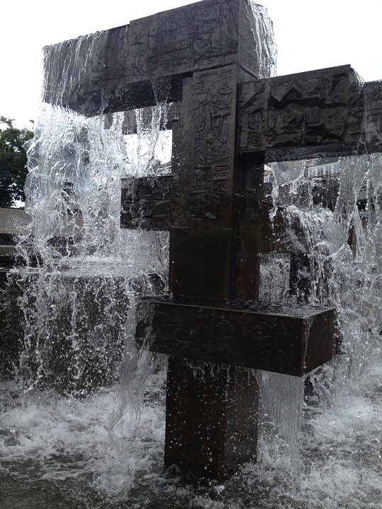 fountain, water, city