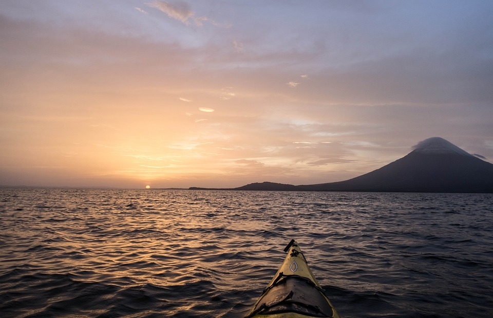 kayaking, nicaragua, sunset