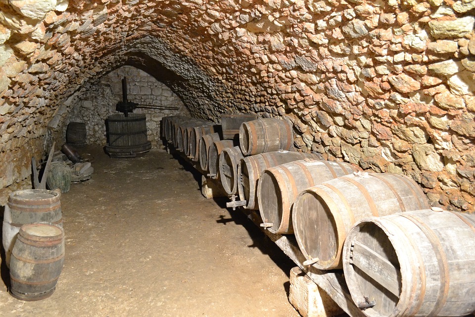 cave, barrel, wine press