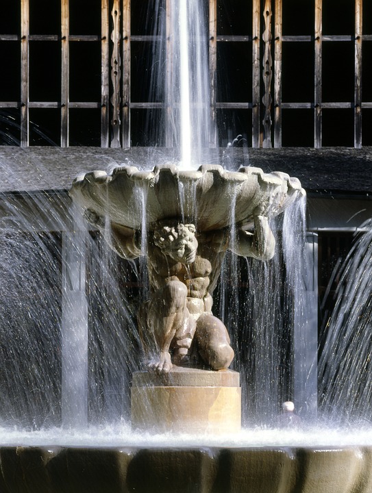 fountain, water, splash