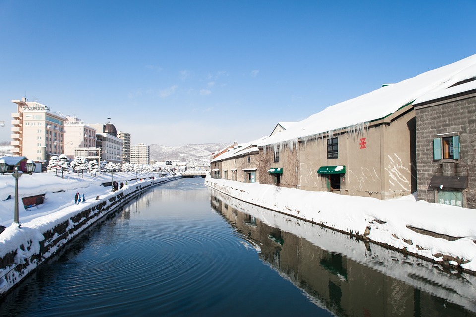 canal, water, snow