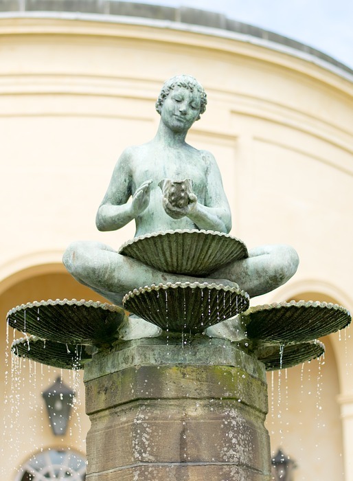 fountain, sculpture, water