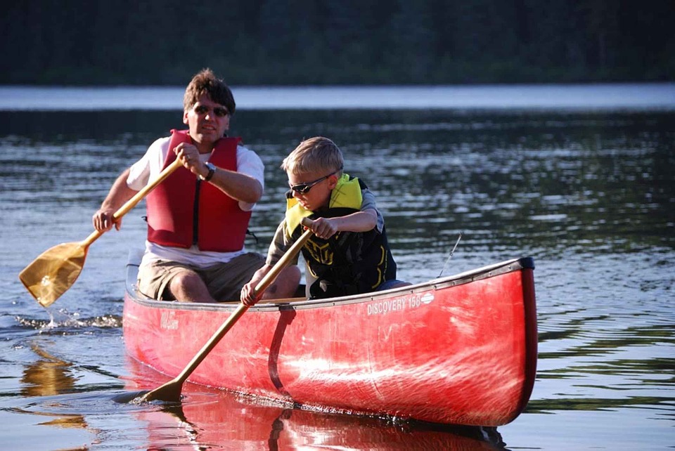 river, canoe, paddle