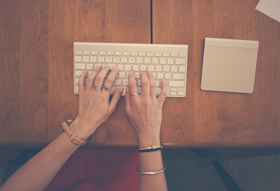 female, hands, typing